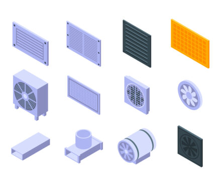 Ventilation,Icons,Set.,Isometric,Set,Of,Ventilation,Vector,Icons,For